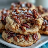 Golden-brown pecan-studded cookies with brown butter aroma and a delicate sprinkle of flaky sea salt.  