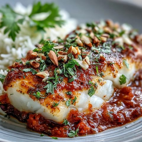 Tomato-Roasted Cod Spiced Almonds
