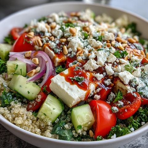 Freshly sautéed spinach and creamy feta cheese top a warm quinoa base for this vibrant Spinach and Feta Grain Bowl.