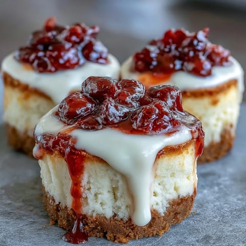 Housewarming Mini Cheesecakes topped with fresh berries, creamy filling on a crisp cookie crust.