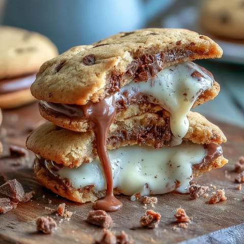 Cadbury Egg Stuffed Chocolate Chip Cookies with gooey creme egg center in a warm, chewy cookie.