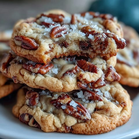 Buttery brown butter cookies loaded with toasted pecans and flaky sea salt for a rich, nutty flavor.  