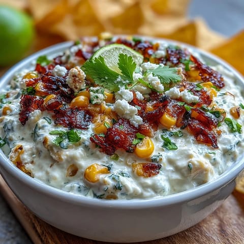 Vibrant Mexican Elote Dip featuring tangy lime, jalapeño, and smoky paprika, perfect for Cinco de Mayo parties.