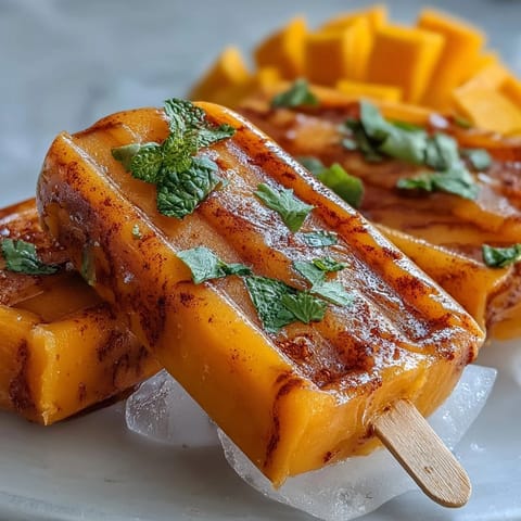 Vibrant Fricy Mango Chamoy Popsicles with Tajin swirled and ready to chill.