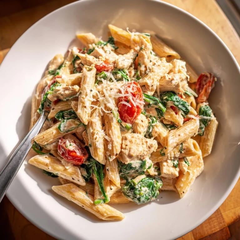 Twirling whole wheat pasta in a rich Greek yogurt sauce, garnished with Parmesan and bright lemon, ready to serve at a Mediterranean table.