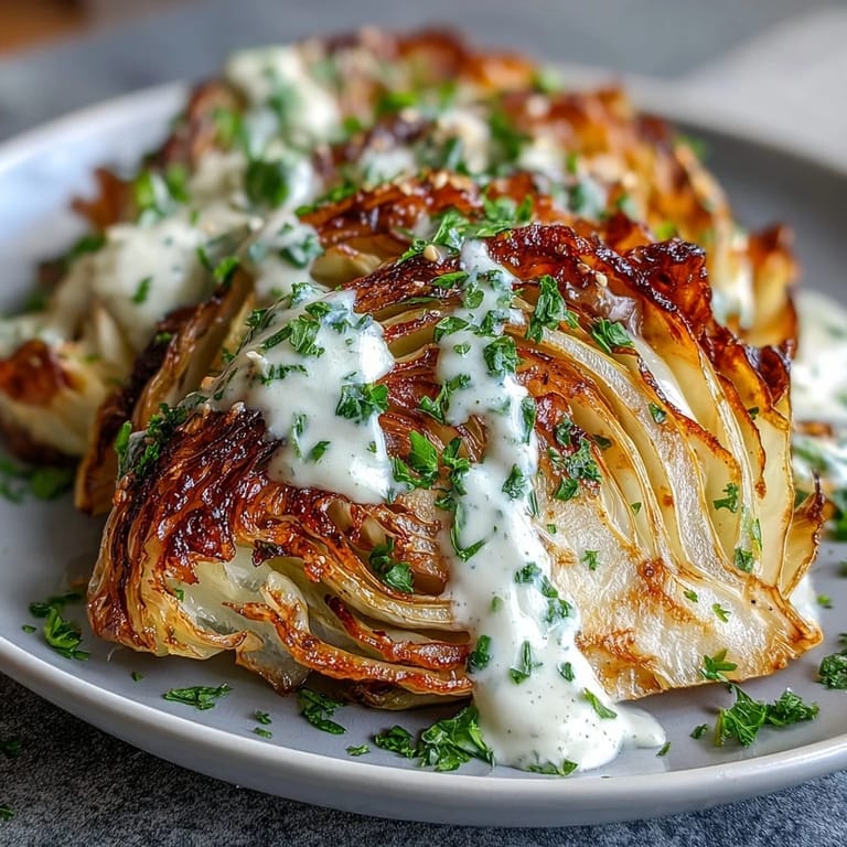 Healthy roasted cabbage wedges garnished beautifully, ready to serve as a side.