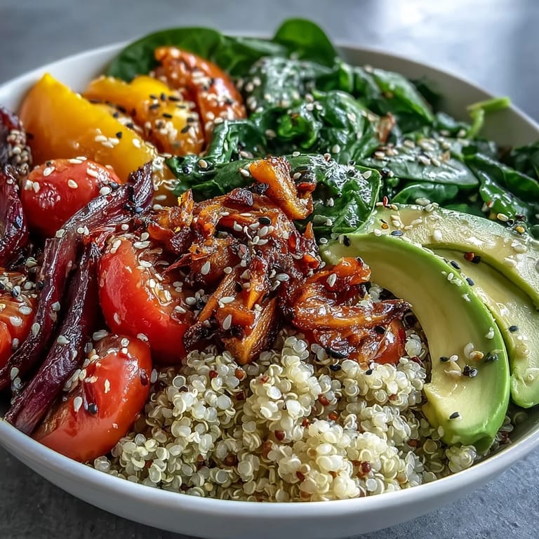 Delectable Rainbow Buddha Bowl served in a bowl, a feast for the eyes.