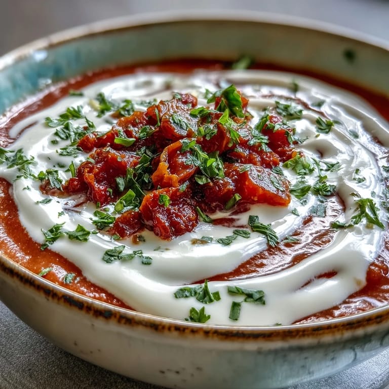 Hearty white bean soup with tomato steaming in a bowl, ready to enjoy with basil.
