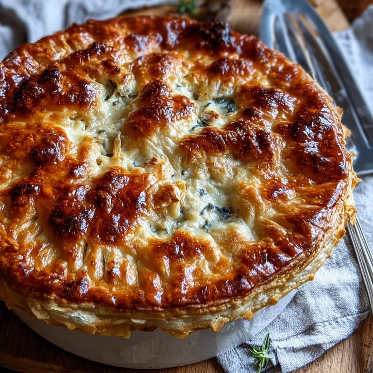 Golden puff pastry tops a hearty Chicken and Leek Pie filled with smoky bacon, tender chicken, and silky sauce.