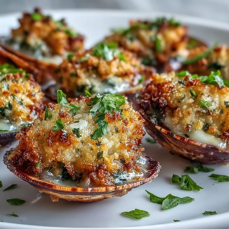 Freshly baked Roasted Clams With Lemony Panko featuring bubbly Parmesan crumbs, aromatic garlic, and bright citrus zest.