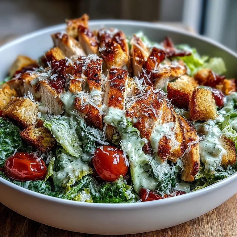 Sliced grilled chicken and shaved Parmesan make this Romaine Caesar Bowl a hearty main dish.