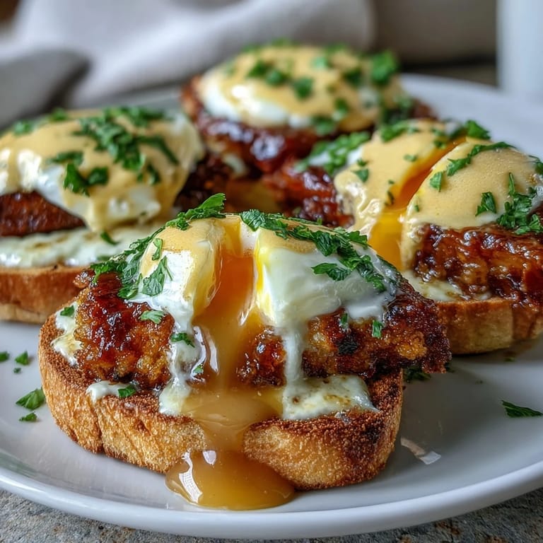 Golden poached eggs sit perfectly on crisp English muffins, topped with savory Canadian bacon and velvety homemade hollandaise sauce.