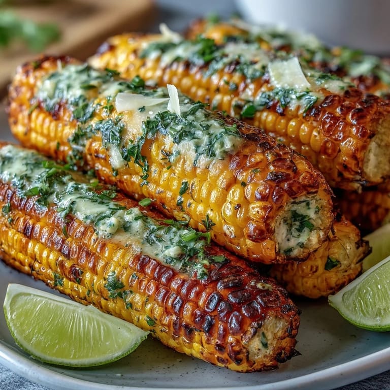 Herb-buttered BBQ corn in foil, charred and juicy, served with a sprinkle of Parmesan and a squeeze of lime.