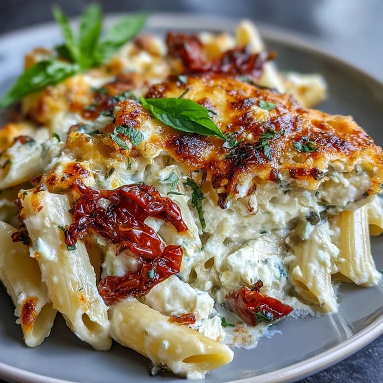 Golden baked feta and juicy cherry tomatoes create a vibrant, creamy sauce for an easy vegetarian pasta recipe.