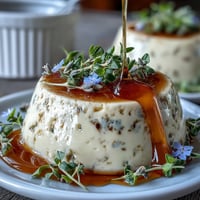 Silky honey lavender panna cotta with edible flowers, a dreamy spring dessert in soft pastel hues.