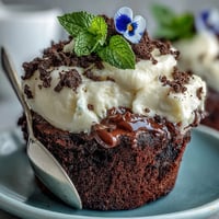 Whimsical Mother's Day brownies served in mini flower pots with Oreo dirt and edible flowers for a festive dessert.  
